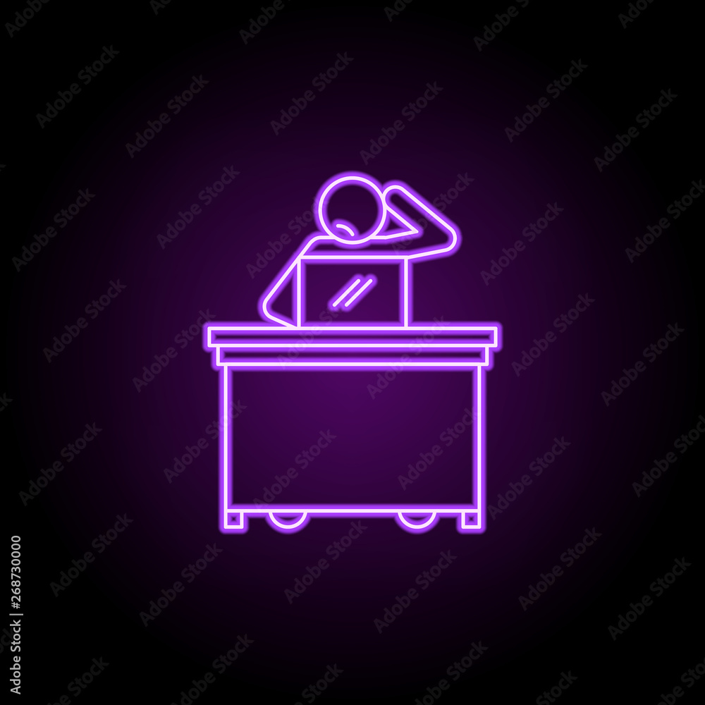 Poster worker thinking neon icon. elements of people in the work set. simple icon for websites, web design,
