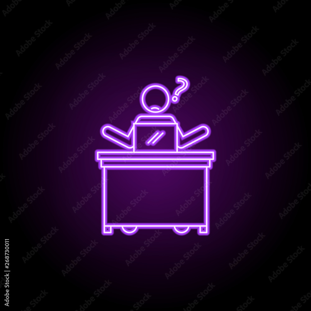 Poster worker frustrated neon icon. elements of people in the work set. simple icon for websites, web desig