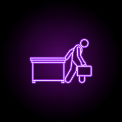 leaving late work neon icon. Elements of People in the work set. Simple icon for websites, web design, mobile app, info graphics