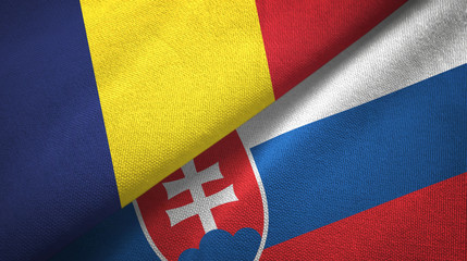 Chad and Slovakia two flags textile cloth, fabric texture