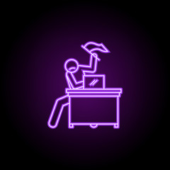 worker is giving up neon icon. Elements of People in the work set. Simple icon for websites, web design, mobile app, info graphics