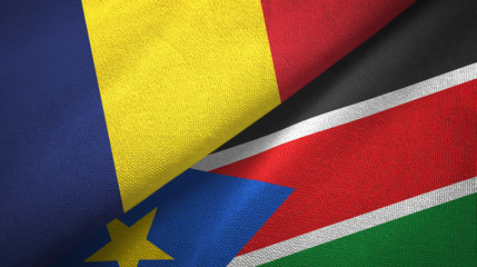 Chad and South Sudan two flags textile cloth, fabric texture