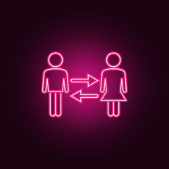 relationship of different sexes neon icon. Elements of People set. Simple icon for websites, web design, mobile app, info graphics