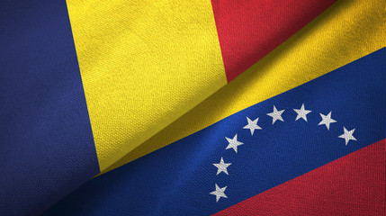 Chad and Venezuela two flags textile cloth, fabric texture