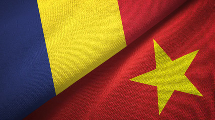 Chad and Vietnam two flags textile cloth, fabric texture