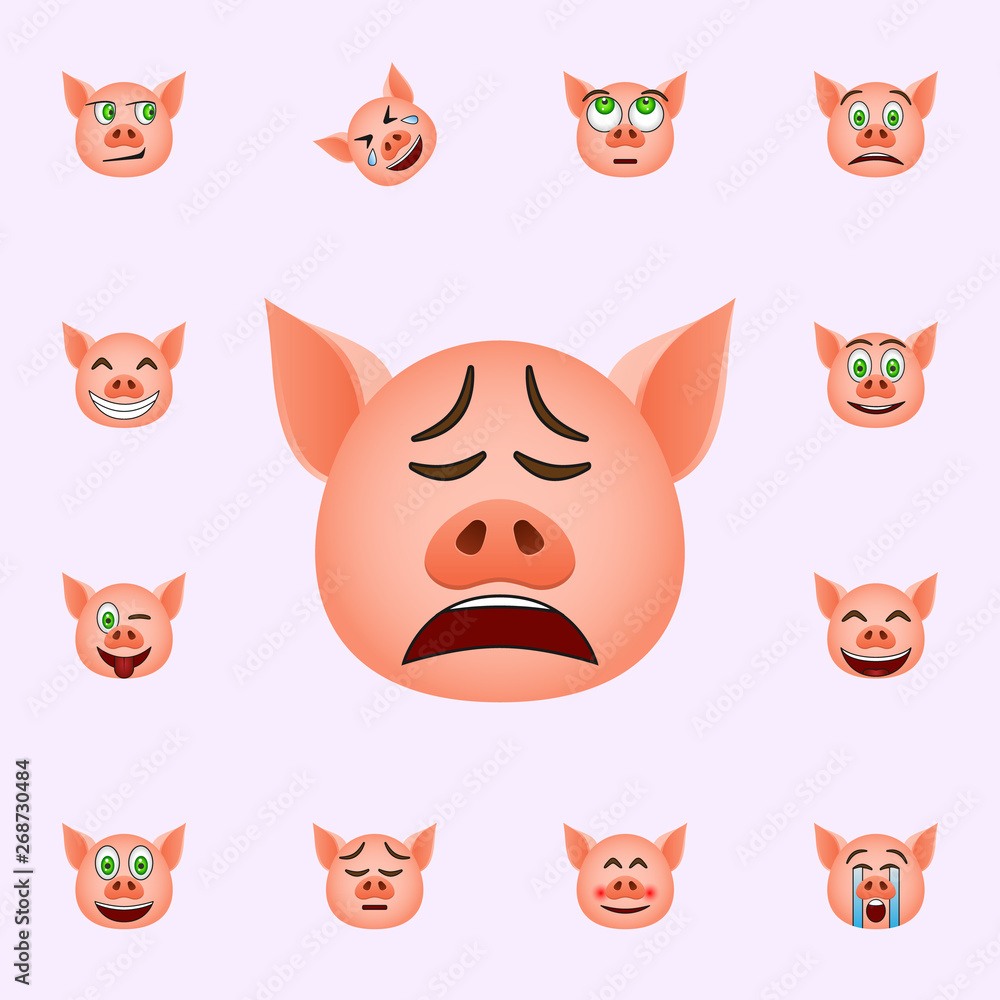 Poster pig in weeping emoji icon. pig emoji icons universal set for web and mobile