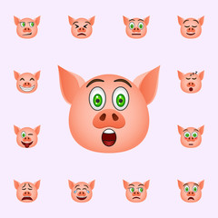 Fototapeta premium Pig in concerned about emoji icon. Pig emoji icons universal set for web and mobile
