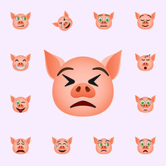 Pig in insistence emoji icon. Pig emoji icons universal set for web and mobile