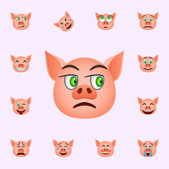Pig in neutral emoji icon. Pig emoji icons universal set for web and mobile