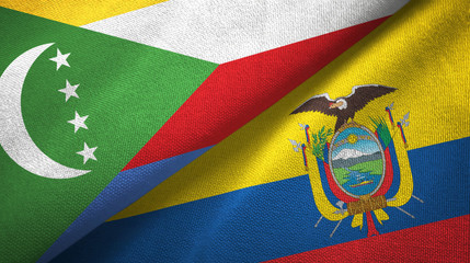Comoros and Ecuador two flags textile cloth, fabric texture