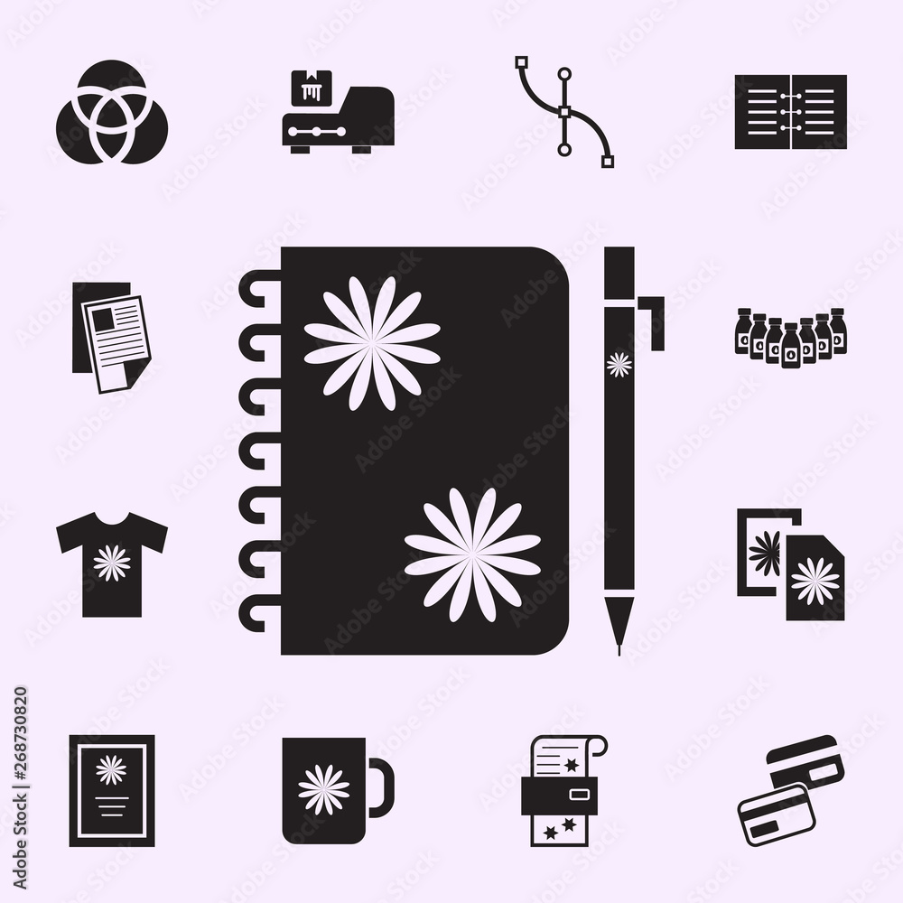 Poster notebook and pen icon. print house icons universal set for web and mobile