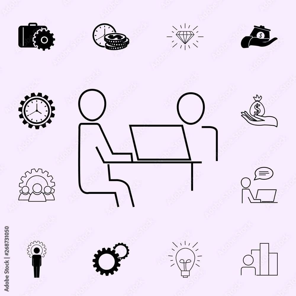 Poster businessman for the common desktop work computer icon. profit icons universal set for web and mobile