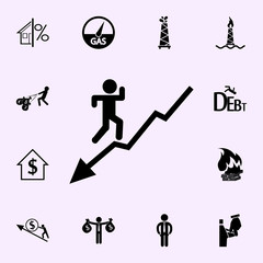 businessman character running from downward on chart profit icon. Profit icons universal set for web and mobile