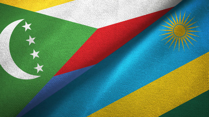 Comoros and Rwanda two flags textile cloth, fabric texture
