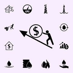 Businessman carrying a coin of money chart arrow up icon. Profit icons universal set for web and mobile