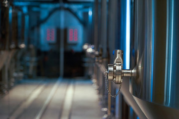Craft beer production in private brewery, close-up