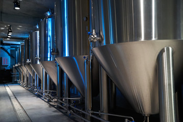 Craft beer production in private brewery, close-up