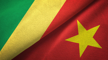 Congo and Vietnam two flags textile cloth, fabric texture