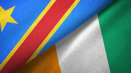 Congo Democratic Republic and Cote d'Ivoire Ivory coast two flags textile