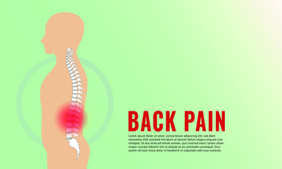 Vector illustration of medical concept poster for back pain or spinal disc herniation. 