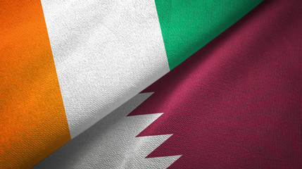 Cote d'Ivoire and Qatar two flags textile cloth, fabric texture