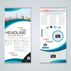 Modern roll-up business banners vector template