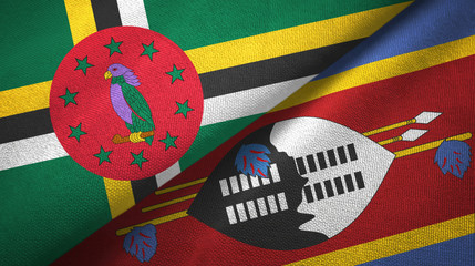 Dominica and Eswatini Swaziland two flags textile cloth
