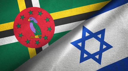 Dominica and Israel two flags textile cloth, fabric texture