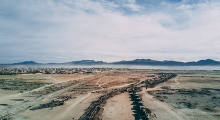 aerial view of the desert