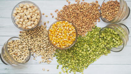 background with different watered grains