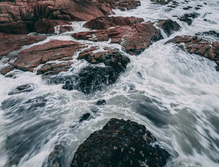 water flowing over rocks