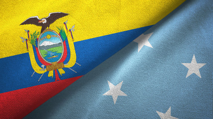 Ecuador and Micronesia two flags textile cloth, fabric texture