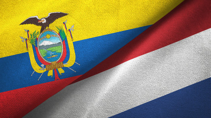 Ecuador and Netherlands two flags textile cloth, fabric texture