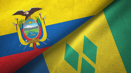 Ecuador and Saint Vincent and the Grenadines two flags textile cloth