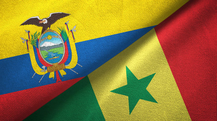 Ecuador and Senegal two flags textile cloth, fabric texture