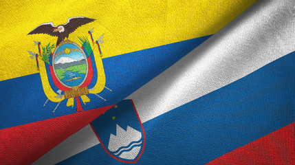 Ecuador and Slovenia two flags textile cloth, fabric texture