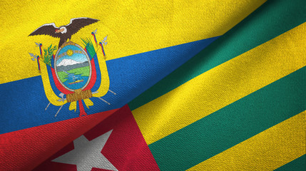 Ecuador and Togo two flags textile cloth, fabric texture