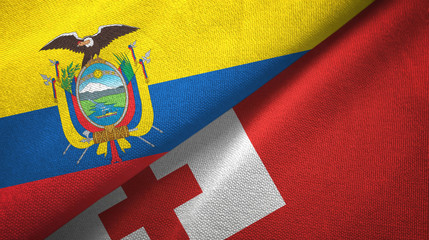 Ecuador and Tonga two flags textile cloth, fabric texture