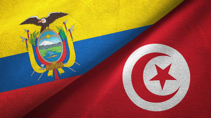 Ecuador and Tunisia two flags textile cloth, fabric texture