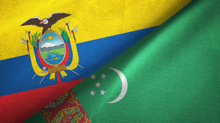 Ecuador and Turkmenistan two flags textile cloth, fabric texture