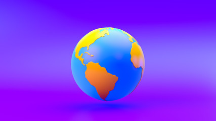 Multi-colored world on gradient background, 3d rendering..