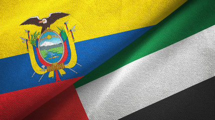 Ecuador and United Arab Emirates two flags textile cloth, fabric texture