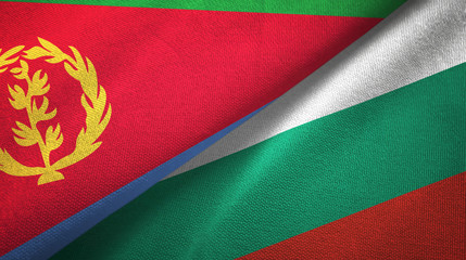 Eritrea and Bulgaria two flags textile cloth, fabric texture 