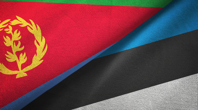 Eritrea and Estonia two flags textile cloth, fabric texture
