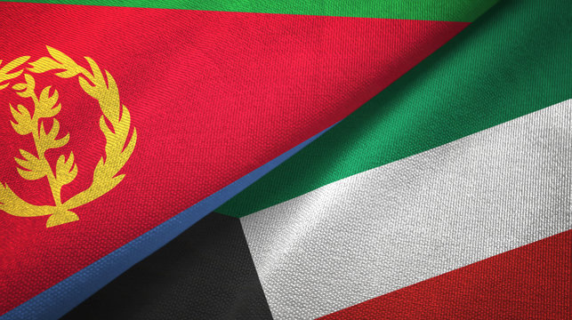Eritrea and Kuwait two flags textile cloth, fabric texture