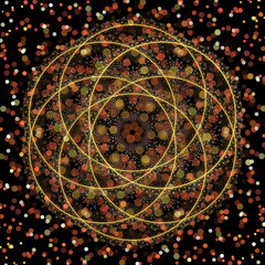 Abstract fractal mandala, computer-generated illustration.