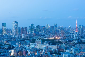 Fotobehang 日没直後の東京都心の風景 © EISAKU SHIRAYAMA