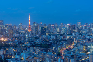 Fototapeta na wymiar 日没直後の東京都心の風景