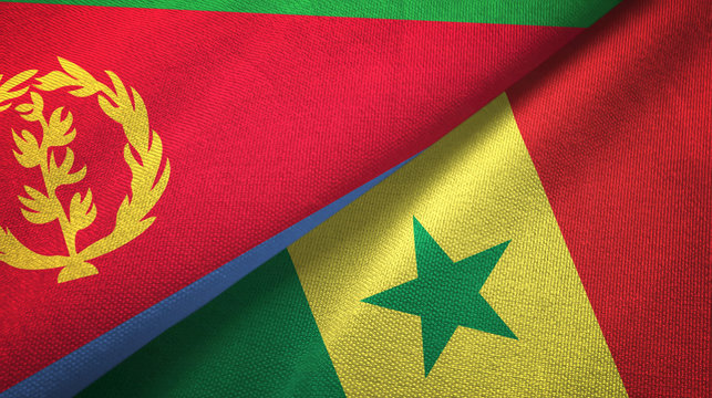 Eritrea and Senegal two flags textile cloth, fabric texture