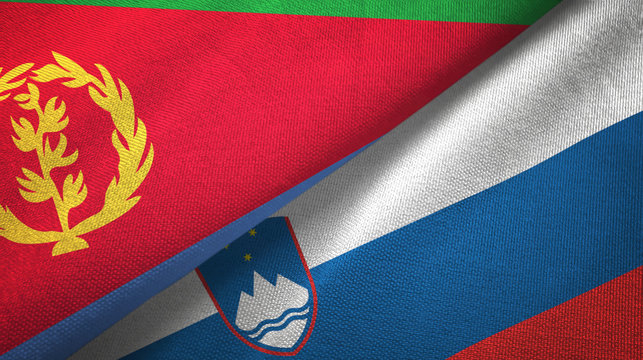 Eritrea and Slovenia two flags textile cloth, fabric texture